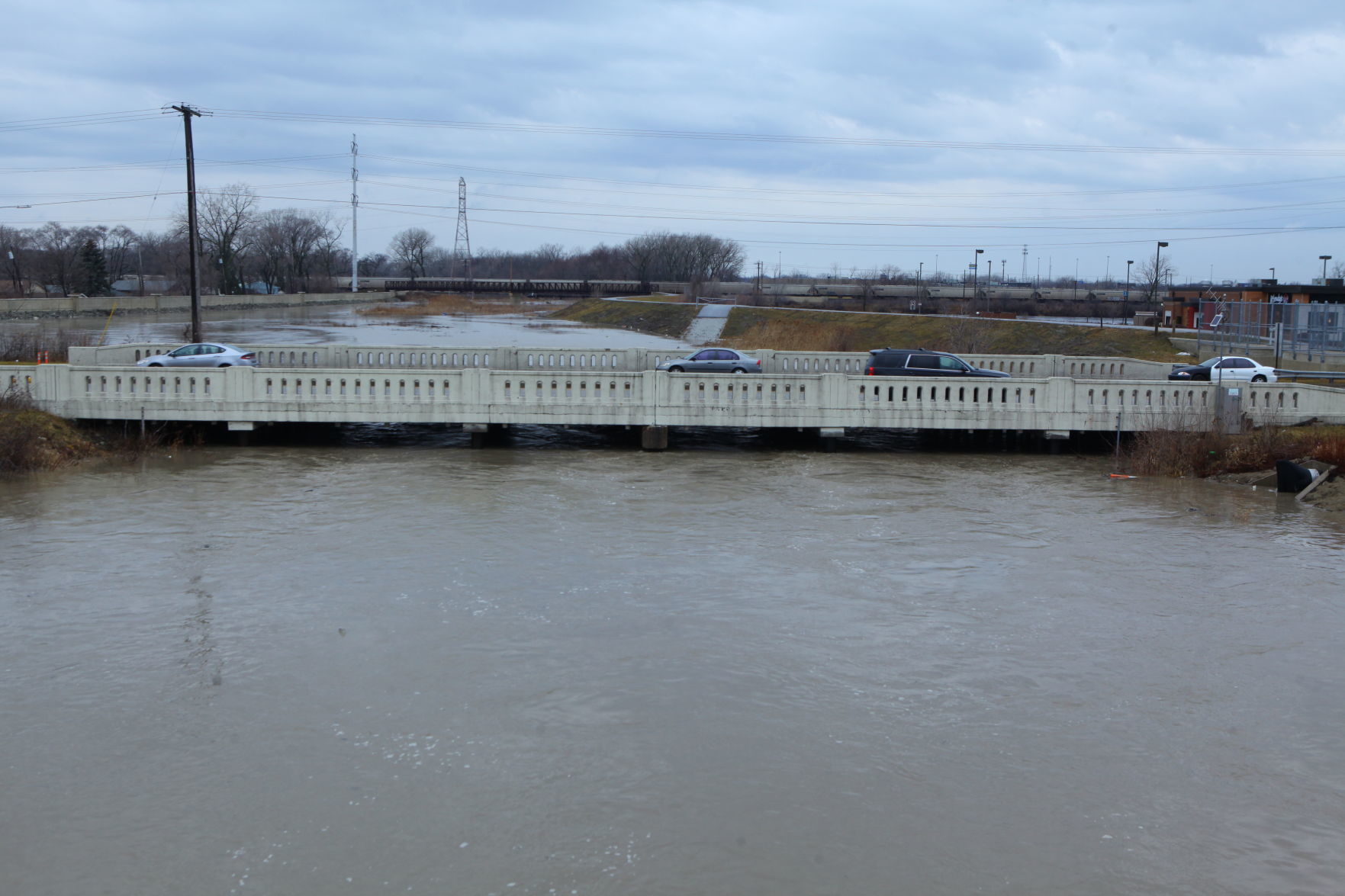 Little Calumet River with rising water levels
